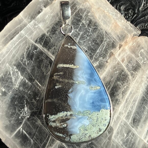 Mossy Blue Opal Crystal Stone Jewelry Pendant - Picture 1 of 8